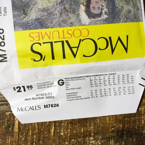 McCalls Sewing Pattern M7826 Renaissance Costume Rococo Robe Skirt 14-22 UNCUT - Picture 3 of 3